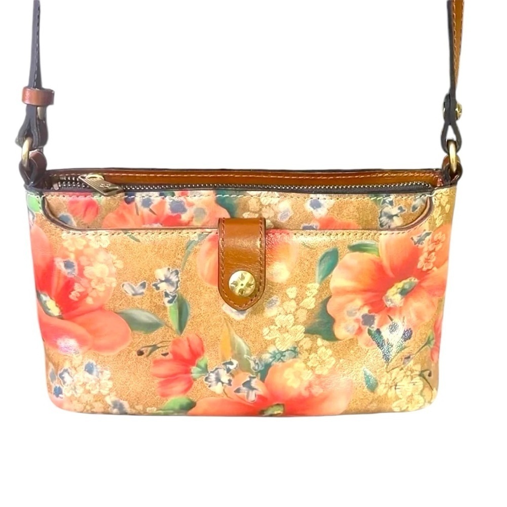 Patricia Nash Alyssa Italian Floral leather  crossbody shoulder bag. - Picture 14 of 16